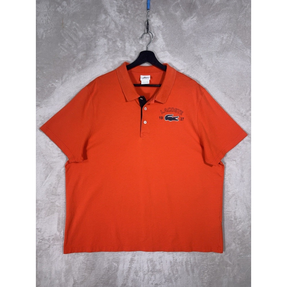 Lacoste Sport Polo Shirt Mens 8 Orange Pique Crocodile 1927 Tennis Golf Classic